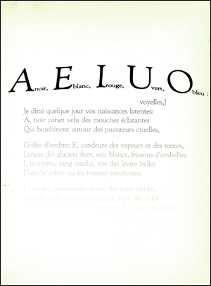 Anoir, Eblanc, Irouge, Uvert, Obleu [aka : A noir, E blanc, I rouge, U vert, O bleu / AEIUO / A.E.I.U.O. ]