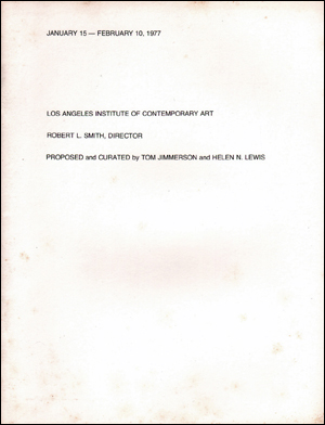 Michael Asher, David Askevold, Richard Long [January 15 - February 10, 1977, Los Angeles Institute of Contemporary Art]