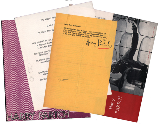 Group of Four Pieces of Harry Partsch Ephemera