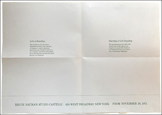 Bruce Nauman at Leo Castelli [Poster for 