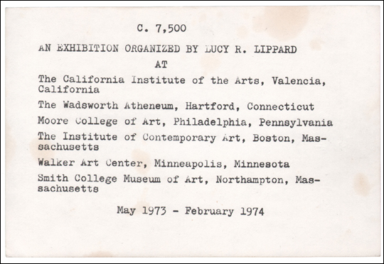 c. 7,500 : An Exhibition Organized by Lucy R. Lippard [ aka : c. 7500 ]