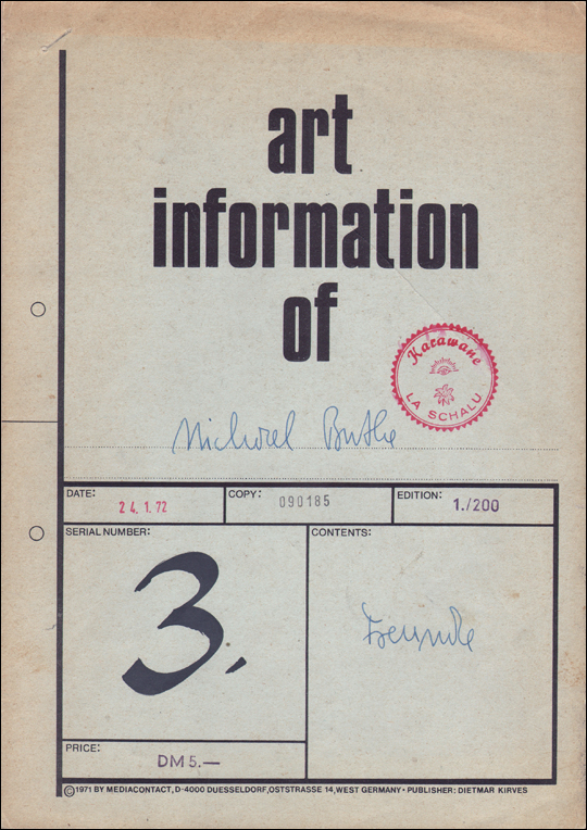 Art Information of Michael Buthe / Contents, Freunde