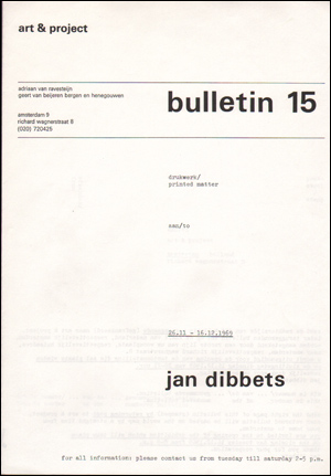 Art & Project Bulletin 15 : Jan Dibbets