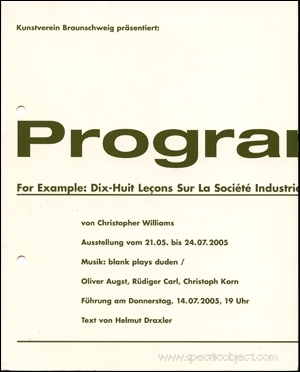 Christopher Williams : Program