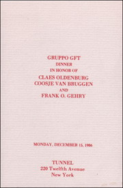 Gruppo GFT Dinner in Honor of Claes Oldenburg Coosje van Bruggen and Frank O. Gehry