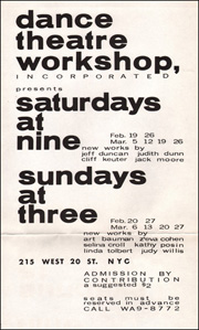 Dance Theatre Workshop [Theater] Presents Saturdays at Nine and Sundays at Three