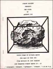 Judson Gallery Presents : The Stone by Anthony Cox / Sound Forms by Michael Mason / Eye Bags by Yoko Ono / Film Message by Jeff Perkins