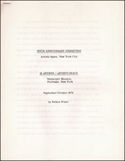 Sixth Anniversary Exhibition : Artists Space, New York City / 10 Artists / Artists Space, Neuberger Museum, Purchase, New York